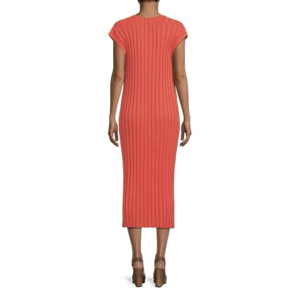 RAILS Ashley Coral Ribbed Knit Sweater Stretch Midi Dress - Picture 2 of 15